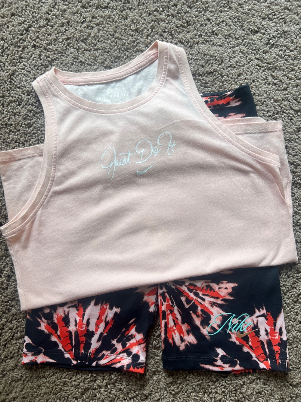 Nike Tank (size XS) with Tie-Dye Bike Shorts (size S)
